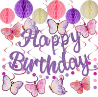 YEOCU Birthday Decorations - Purple / Butterfly