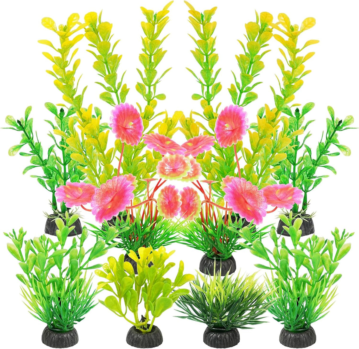 AQUANEAT Artificial Fish Tank Plants - Yellow