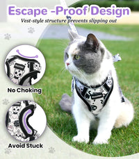 Cat Harness and Leash Set, Escape Proof Kitten Harness, Black - H604 Pro Moonlight Meow / Medium (13-18lb) - image 2