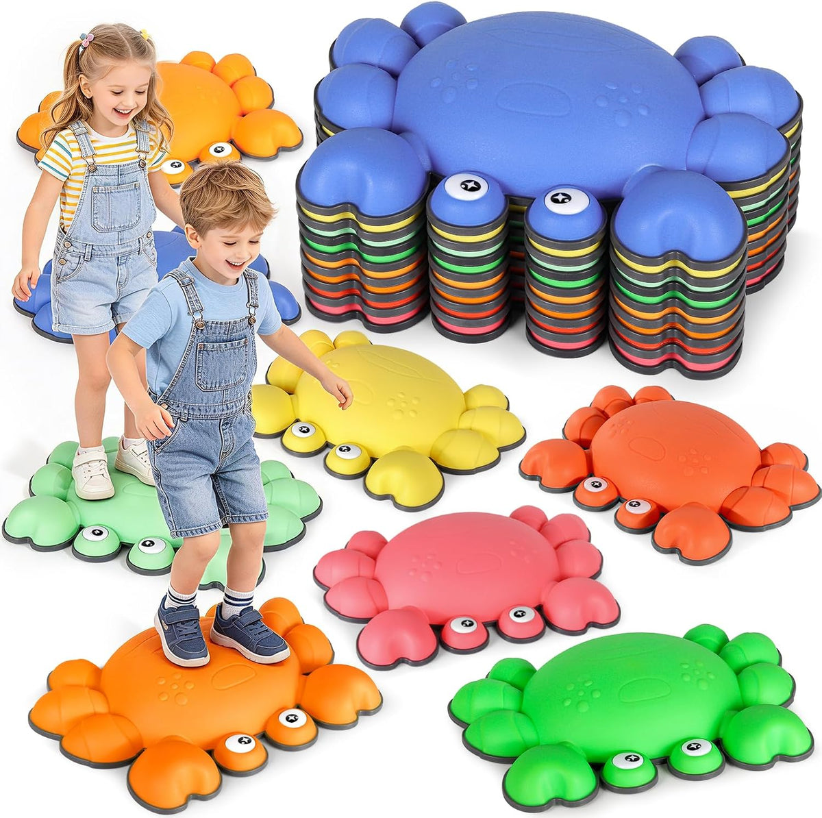 TOPNEW crab balance stepping stones for kids in bright colors, set of 6 - view 8