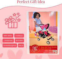 Double Baby Doll Stroller for Twin Dolls - Red - image 4