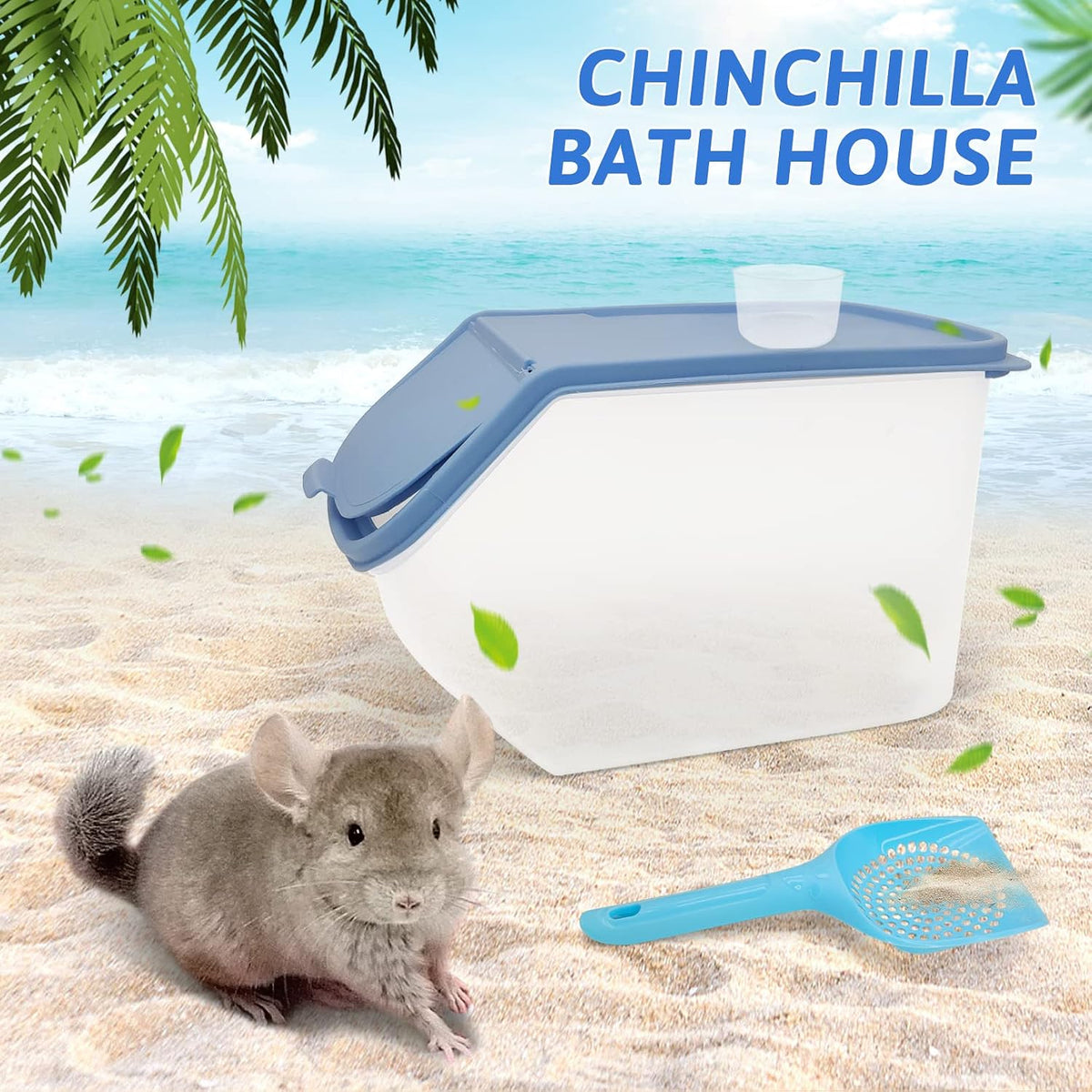 BNOSDM Chinchilla Sand Bath Container Hamster Dust Tub House – Essentials for Small Pets - Blue - image 2
