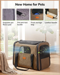 Morpilot Cat Carrier Soft for Large Medium Cats and Puppy up to – Essentials for Dogs - Brown / 17.3"L x 12.2"W x 13.4"H - image 2
