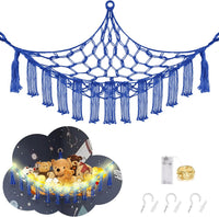 CERETIA Stuffed Animal Hammock Large Corner Plushie Net Storage - Royal Blue / Large-(Package of 1)