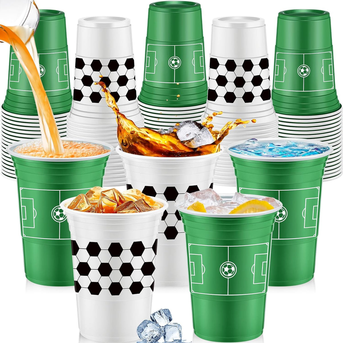 Norme 48 Pcs Checkered Flag Plastic Cups - Soccer Ball