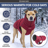 Spark Paws Quilted Dog Winter Coat - Red / XX-Large - image 2