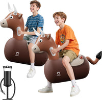 QPAU Inflatable Dinosaur Bouncy Hopper Toy - Bull / 2 Pack