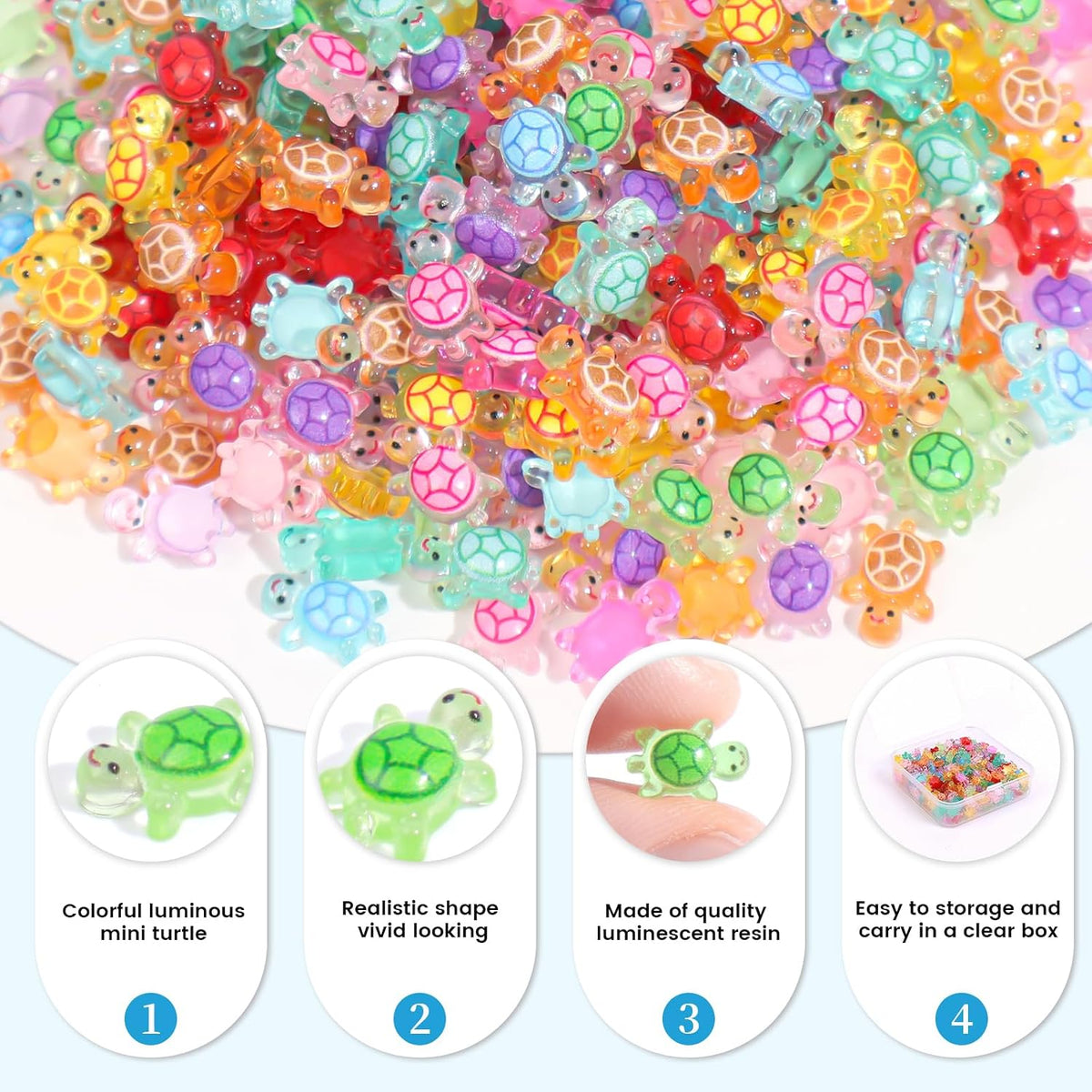 200pcs Mini Resin Ladybug Decor Tiny Ladybug for Crafts Dollhouse - 300pcs Mini Resin Turtles(0.23 * 0.35inch) - image 4