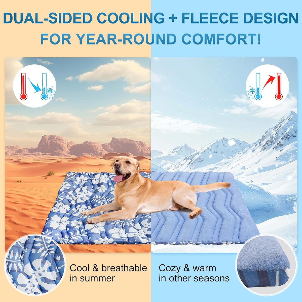 BEAUTYZOO Cooling Mat for Large Dogs, Self-Cooling - Hawaii Blue / 48.0"L x 28.0"W x 1.0"Th(L) - image 2