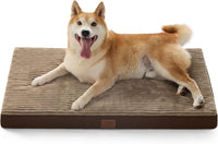 Bedsure ComfyFleece Large Dog Bed for Crate with Washable Cover - 35x22x2.8 / Coffee & Cream