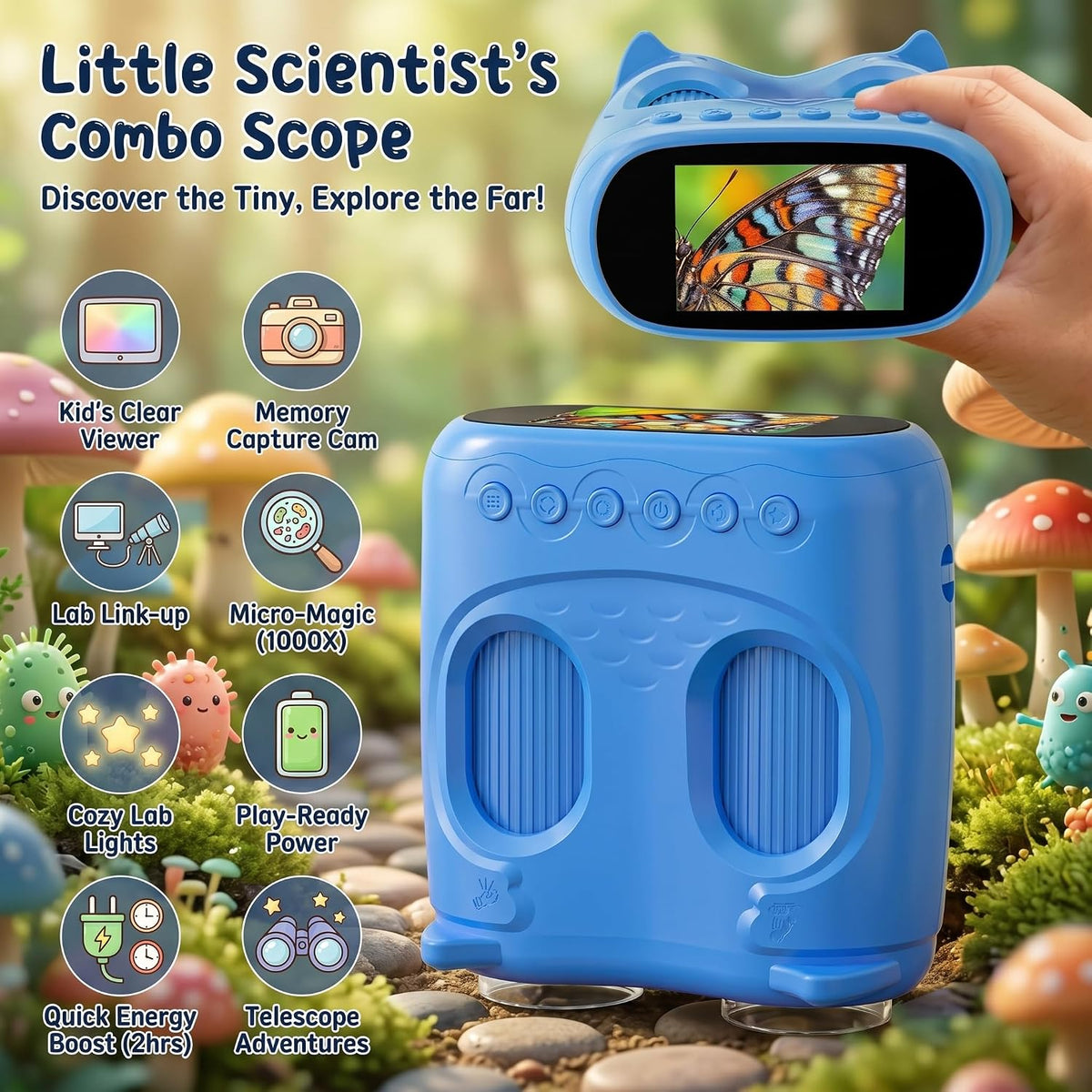 2-in-1 Kids Microscope and Telescope - Blue - image 4