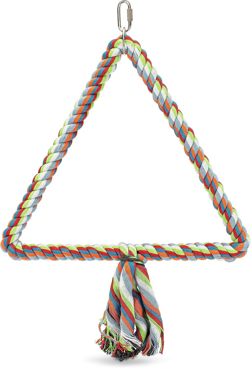 Large Bird Rope Perch Triangle Swing Toy Multicolor 12 Inch – Essentials for Birds - Large Triangle
