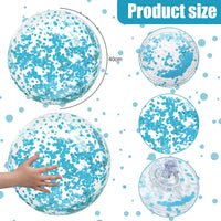 Civaner 10 Pcs Inflatable Glitter Beach Balls 16 Inch - Teal Blue / Glitter - image 3