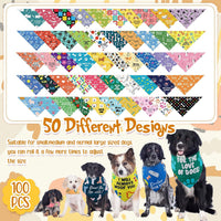 Sweetude 100 Pcs Dog Bandanas Bulk Triangle Bibs Adjustable - Vivid - image 4