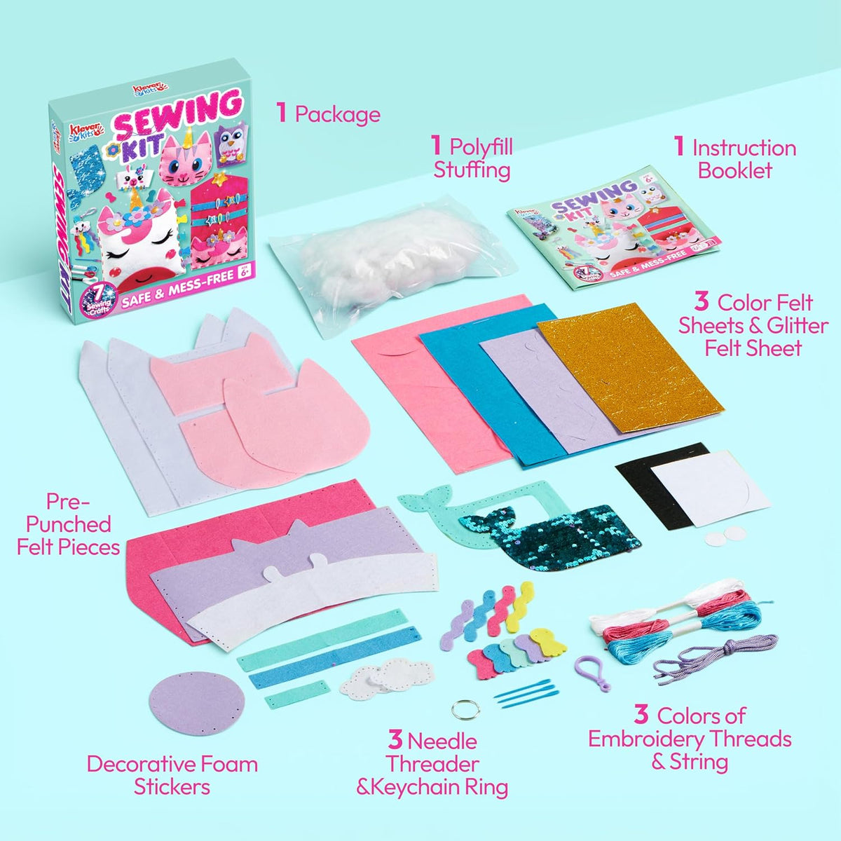 Klever Kits 7 Sewing Projects, My First Kids Sewing Kit - image 4