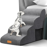 Topmart High Density Foam Dog Steps 4 Tiers,Extra Wide Deep Pet Steps,Non-Slip Dog Stairs Ramp for Bed,Soft Foam Cat Ladder,Best for Older Injured,Older Pets,Cats with Joint Pain