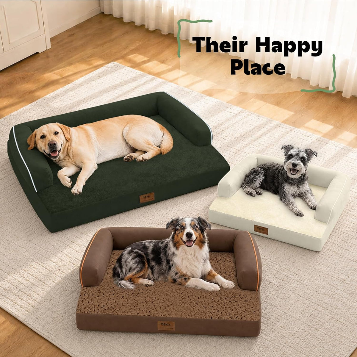 Orthopedic Washable Dog Bed with Bolster for Medium to Large Dogs – Essentials for Dogs - 38.0"L x 25.0"W x 6.5"Th / Outpost Olive - image 4