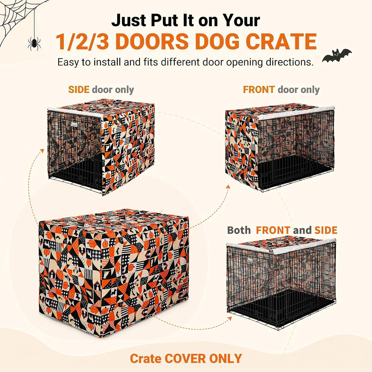 Explore Land Dog Crate Cover - Orange Dog Grid / 36.0"L x 23.0"W x 25.0"H - image 2