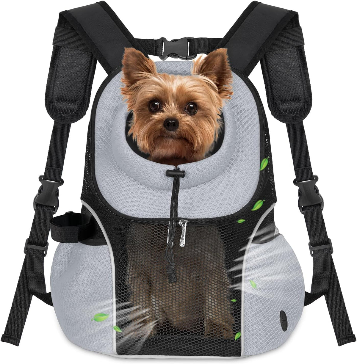 WOYYHO Pet Dog Carrier Backpack - Grey / Large(10-14lbs)