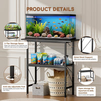 5-10 Gallon Fish Tank Stand with Storage Shelves - Black / 30 Gallon-2 Tier - image 3