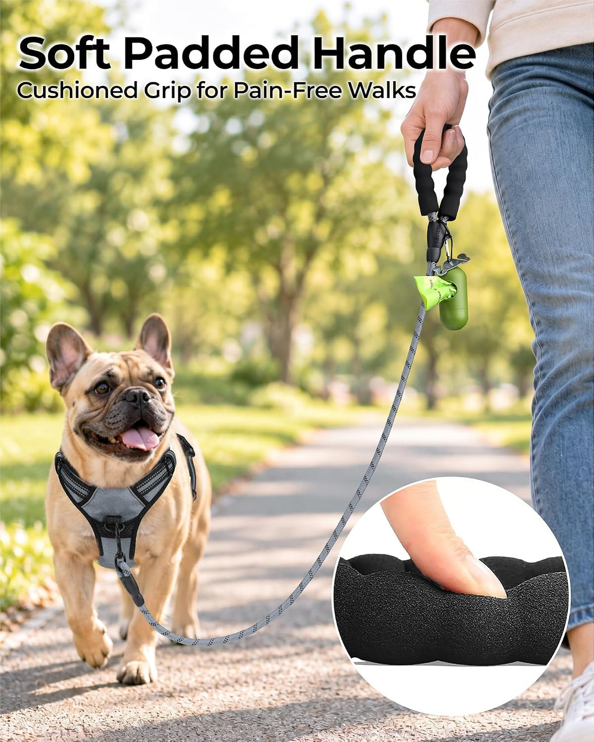 Taglory Rope Dog Leash for Medium Large Dogs - 3/8" x 5 FT (0~20 lbs.) / Grey - image 2