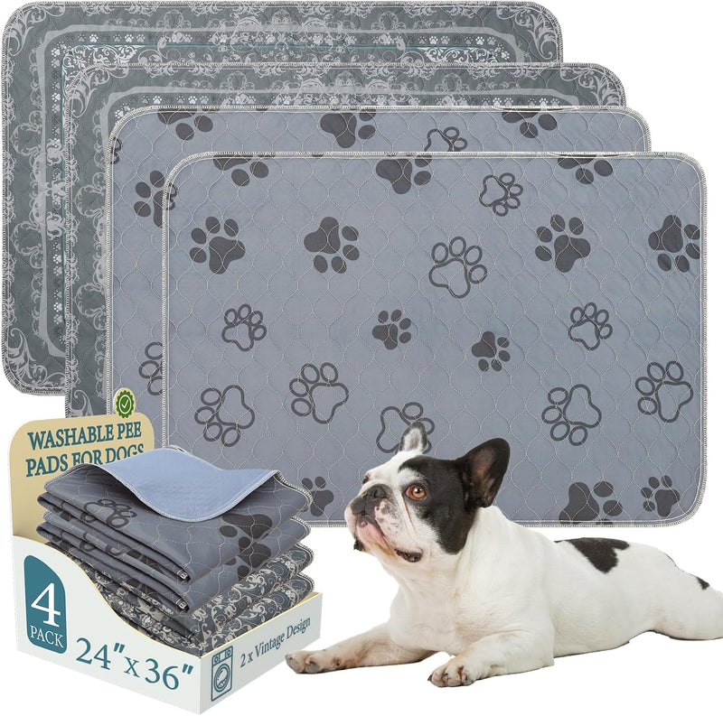 Homimp Washable Pee Pads for Dogs - Grey / 24"x36"(Pack of 4)