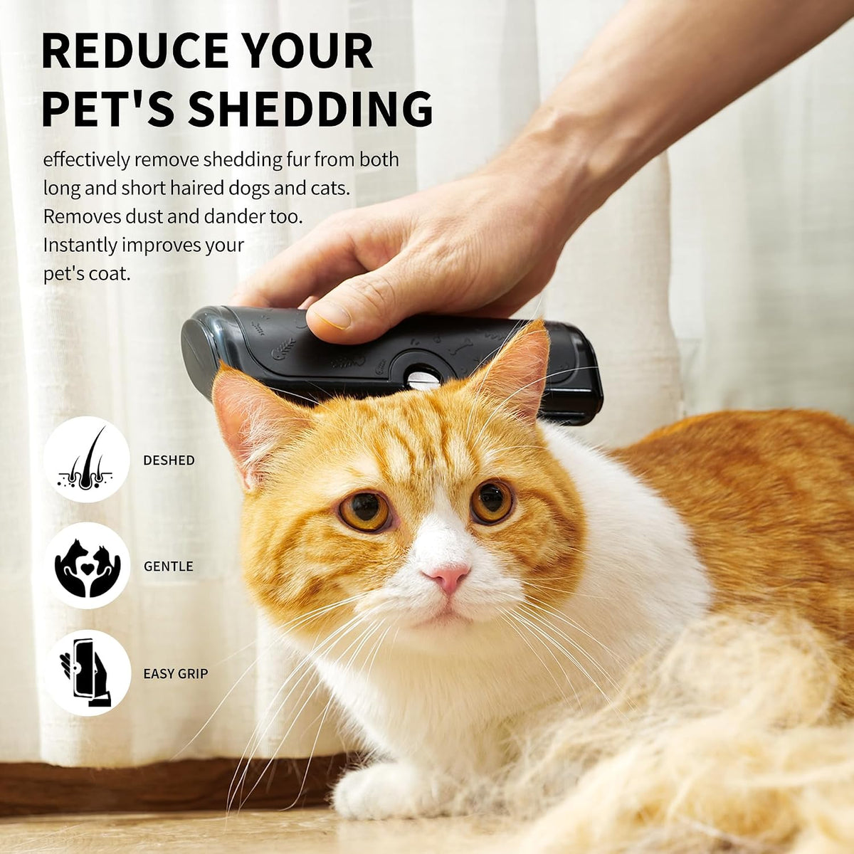 Deshedding Dog Brush for Short Hair - Black - image 2