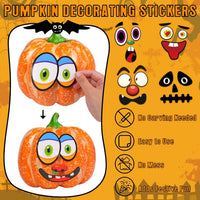 Aowplc Halloween pumpkin face stickers for kids, 32 small faces on vinyl sheets - view 5