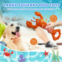 Tug of War Dog Toy, Squeaky Dog Toys Interactive Duck Puppy Toys – Essentials for Dogs - Orange Lobster - image 4
