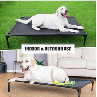 Elevated Dog Bed for Large Dogs, Raised Dog Cot Fits Up to 120 LBs, Heavy Duty Pet Cots with Durable Supportive Teslin Recyclable Washable Mesh, Indoor & Outdoor Pet Bed, Black
