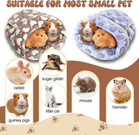 2 Pcs Guinea Pig Fleece Hideouts, Blue, Khaki, Star – Daily Care for Small Pets - Gray, Pink / Hearts - image 3
