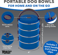 Healthy Human Travel Pet Bento Bowls - 3-Bowl Set / Blue - image 2