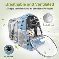 Cat Backpack Carrier, Breathable Cat Carrier Large Space Bubble Pet Backpack for Kitty Small Dog up - Square Expandable- Blue - image 3