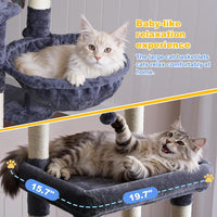 Hey-brother Cat Tree Tower with Large Platform, Spacious Condo - Smoky Gray / 71.5 Inches - image 3