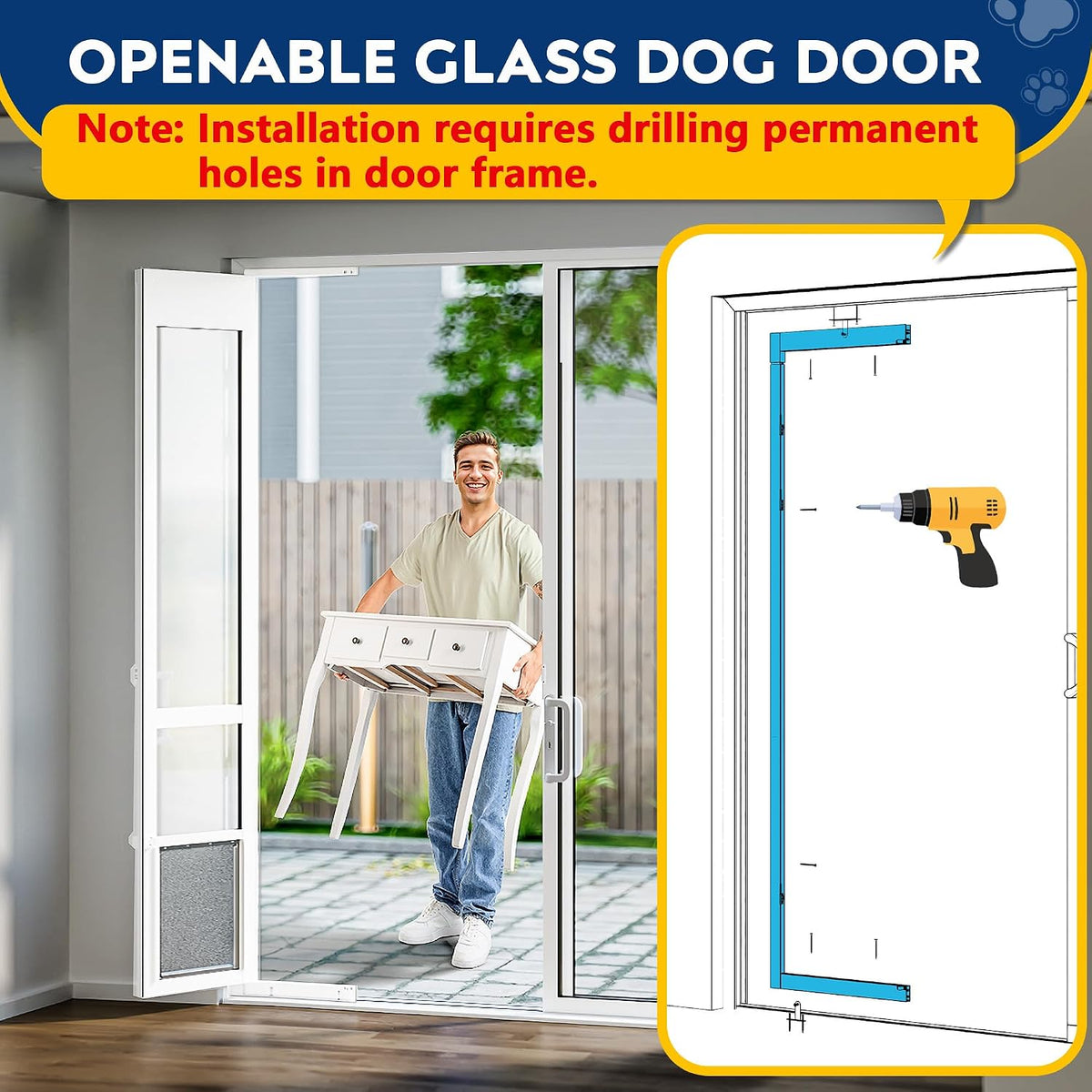 Large Dog Door for Sliding Glass Door - 96" Sliding Door / Large - 1 Flap - image 3