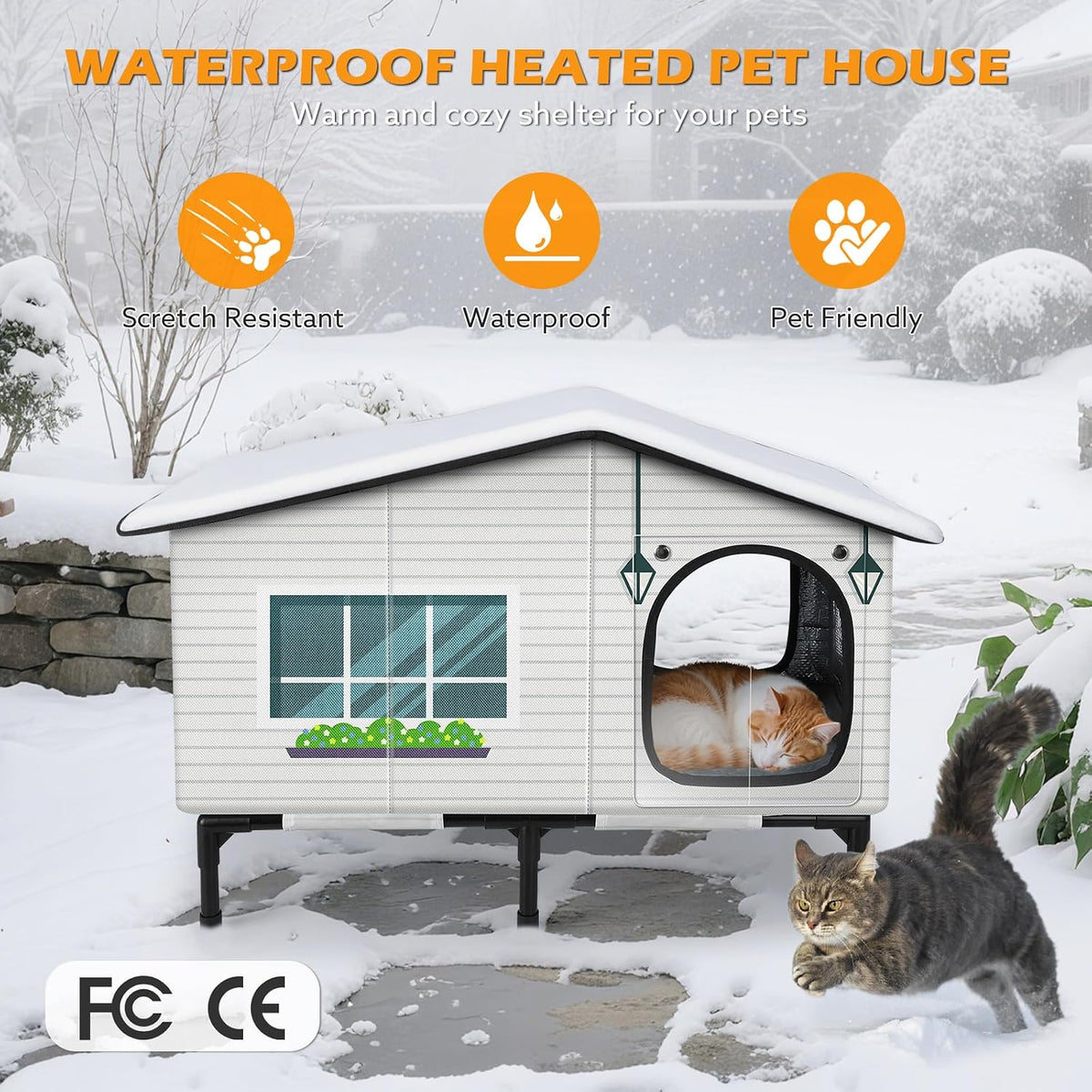 Heated Outdoor Cat House Weatherproof - 20 x 17 x 19.9 - image 4