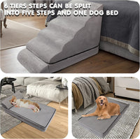 Dog Stairs for High Beds 30-36" H 6-Step Pet Stairs for Large Dogs – Essentials for Dogs - Gray - image 3