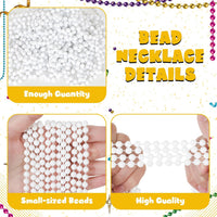 Huskein Bead Necklace, 33" Colorful Mardi Gras Beads Necklaces - White / 12 - image 3
