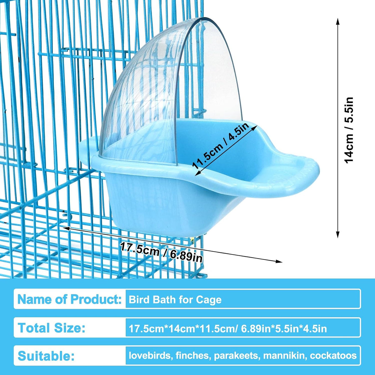 Bird Bath Box Hanging Birdbath Toy Parakeet Caged Bathing Tubs – Essentials for Birds - image 2