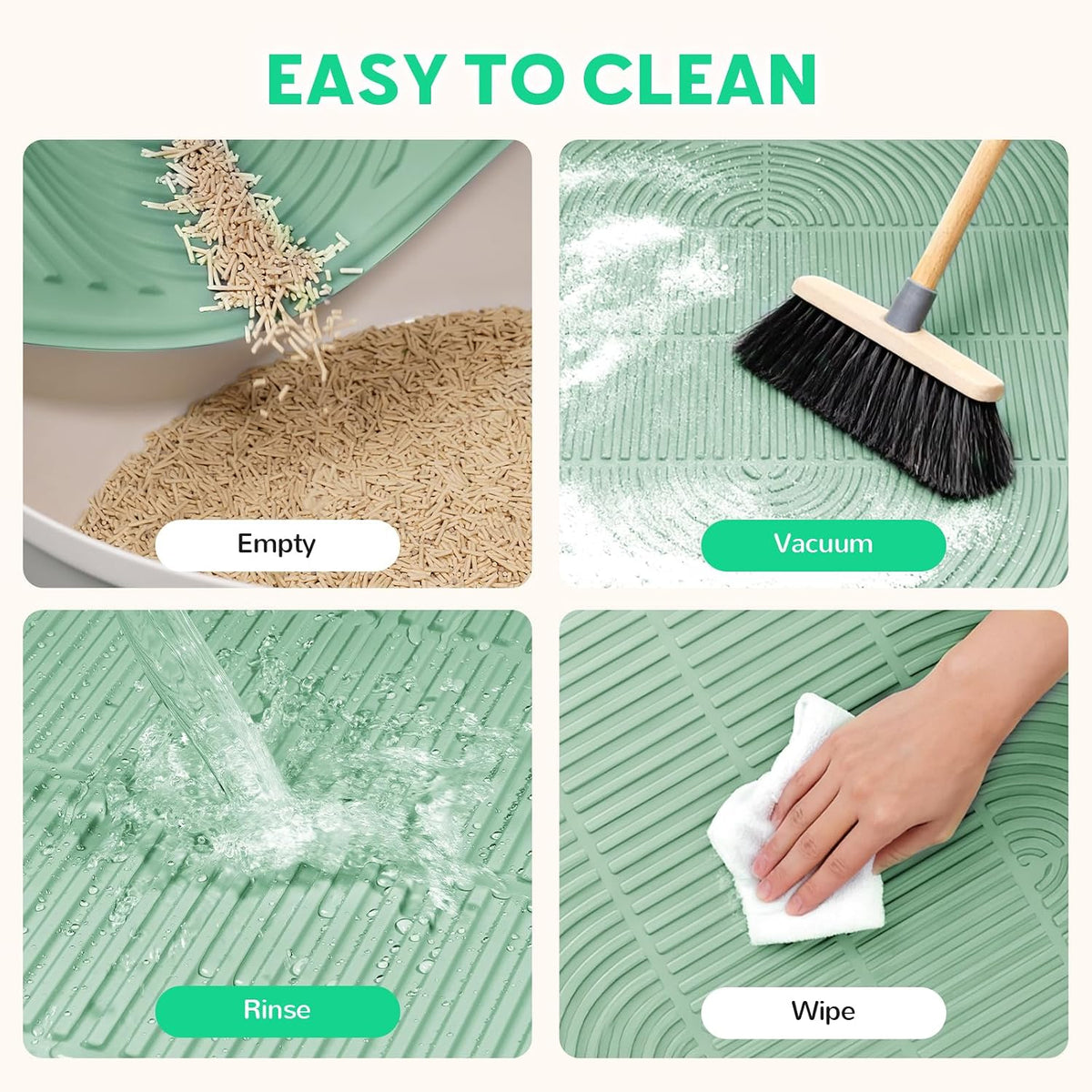 Cat Litter Mat,47" x 35" Extra Large Silicone Waterproof Litter Trapping Mat for Scatter Control - 40" x 28" / Green - image 4