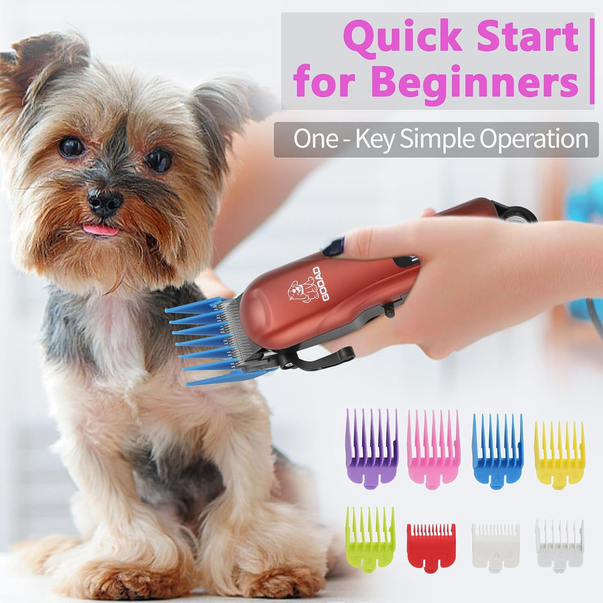 Dog Clippers Grooming Kit with Paw Trimmer - Red - image 4