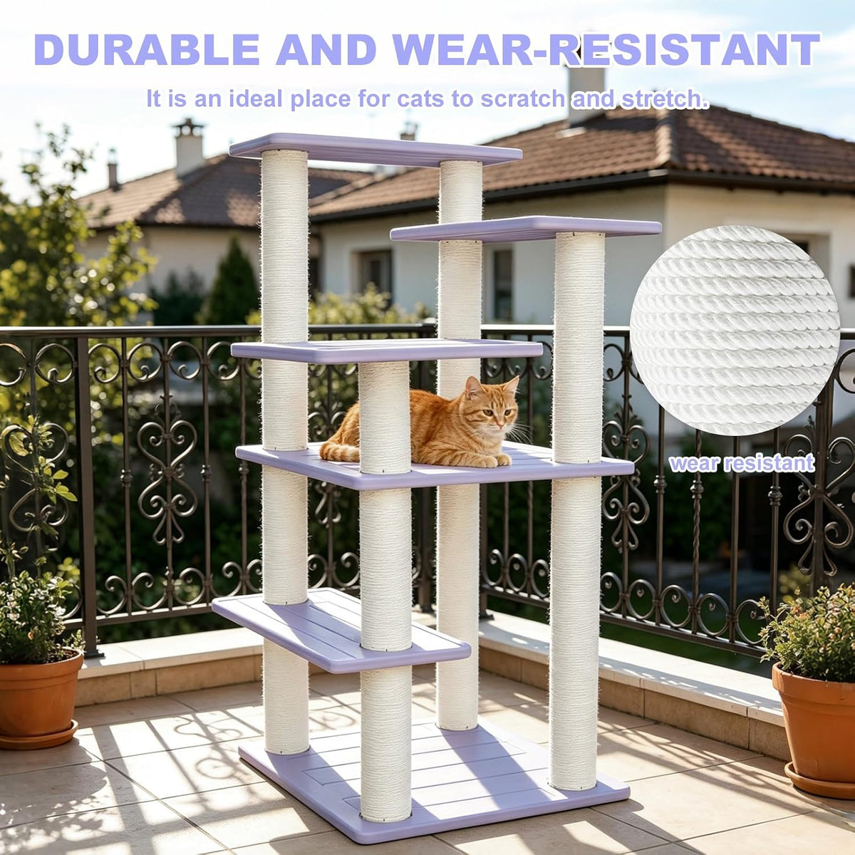 46in 5-Level Cat Tree,Indoor&Outdoor Large Cat Tower with Scratching Posts – Essentials for Cats - CTT-8 - image 4