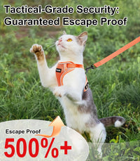 Cat Harness and Leash for Walking Escape Proof Soft Adjustable Cat - Orange / S (7-12lb) - image 2