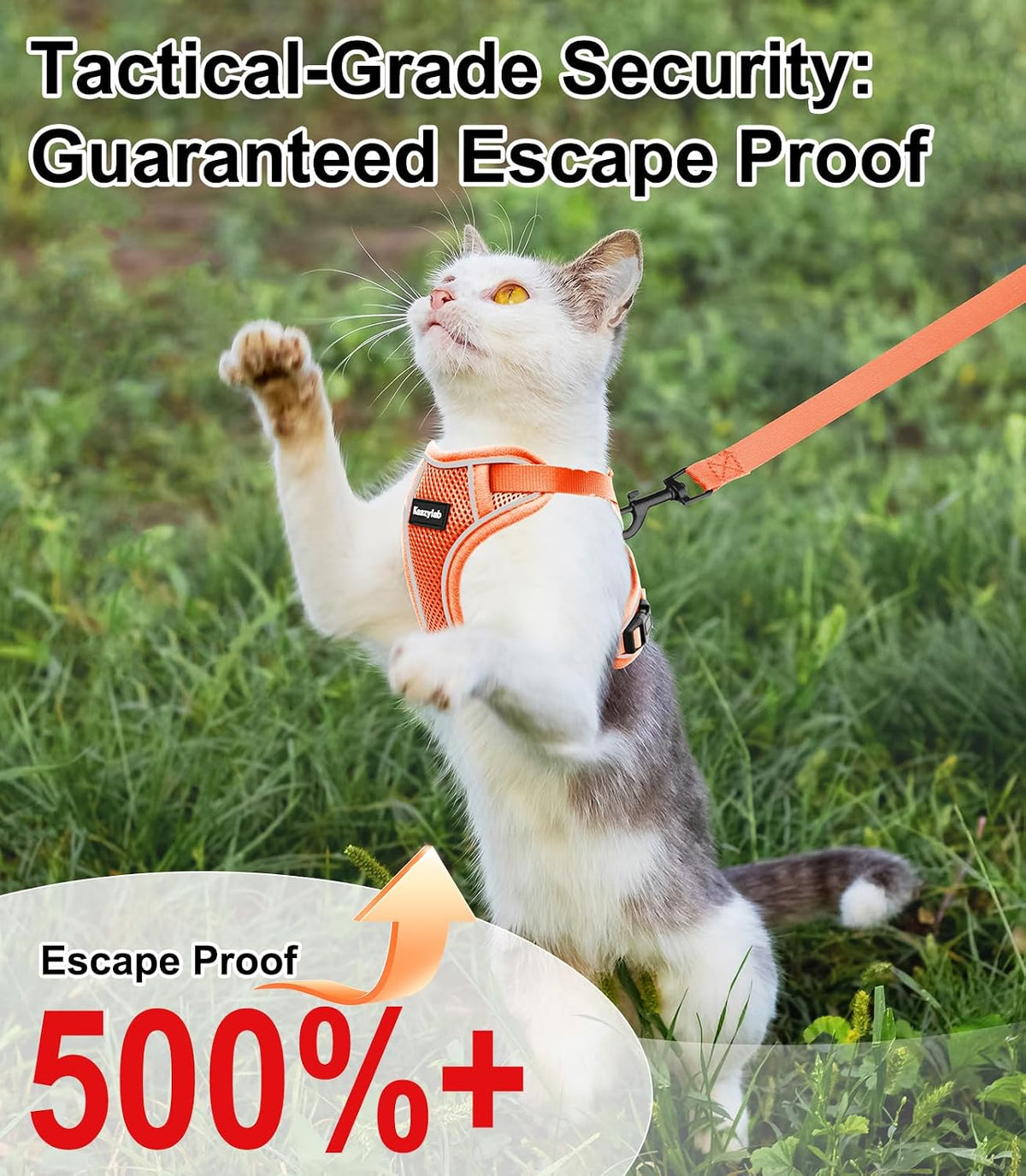 Cat Harness and Leash for Walking Escape Proof Soft Adjustable Cat - Orange / S (7-12lb) - image 2