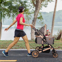 Pet Stroller with 4 Wheels, Foldable Pet Travel Carrier for Small/Medium Dogs Cats up to 50lbs, Detachble Portable Pet Bag, Storage Basket, Car Seat 3 in 1 Multifunctional (Black)