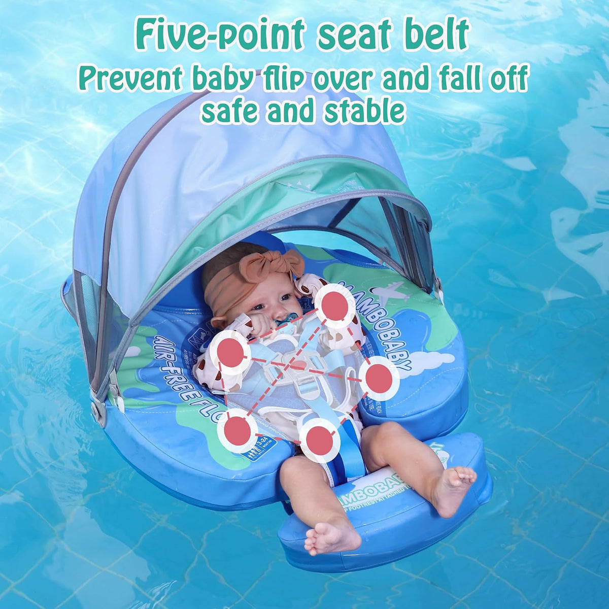 Mambobaby non-inflatable baby float with removable sun canopy and buoyant tail - view 26