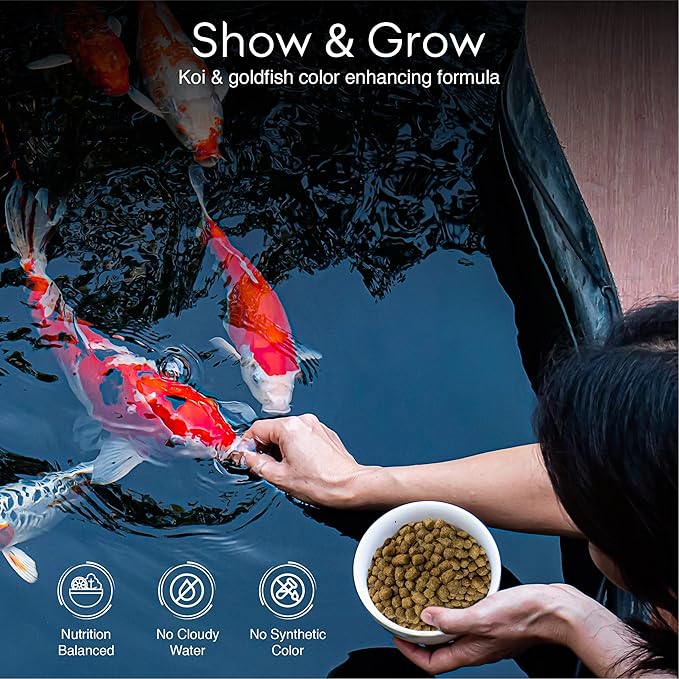 BIG Kahuna Koi Fish Food- 20lbs Koi Food – Made in The USA - Food Floating Pellets – 3/16" - 1/4" Pellet Size – 32% Protein Fish Food – Rich in Nutrients