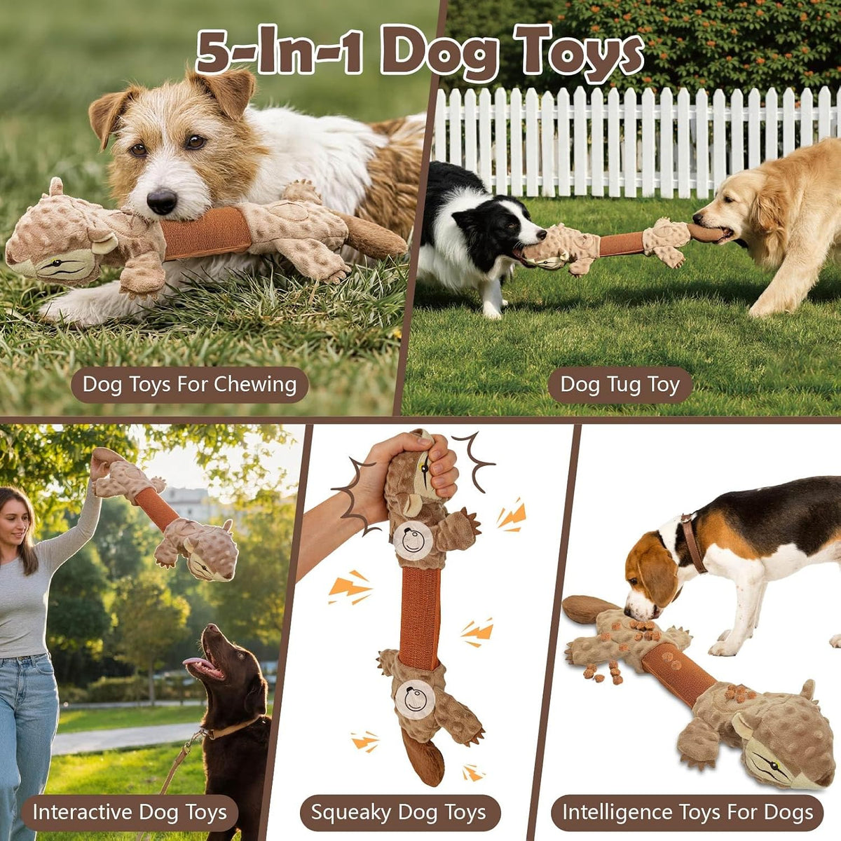 5 in 1 Squeaky Dog Toys for Tug of War - image 2