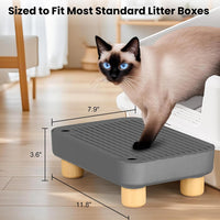 Litter Box Step, Litter Box Ramp/Catcher with Wooden Base - Dark Gray - image 2