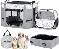Portable Cat Playpen with Litter Box, Cat Enclosure for Camping - Light gray / Double